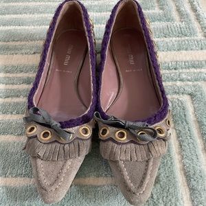 Vintage Miu Miu suede loafer flats, 35.5